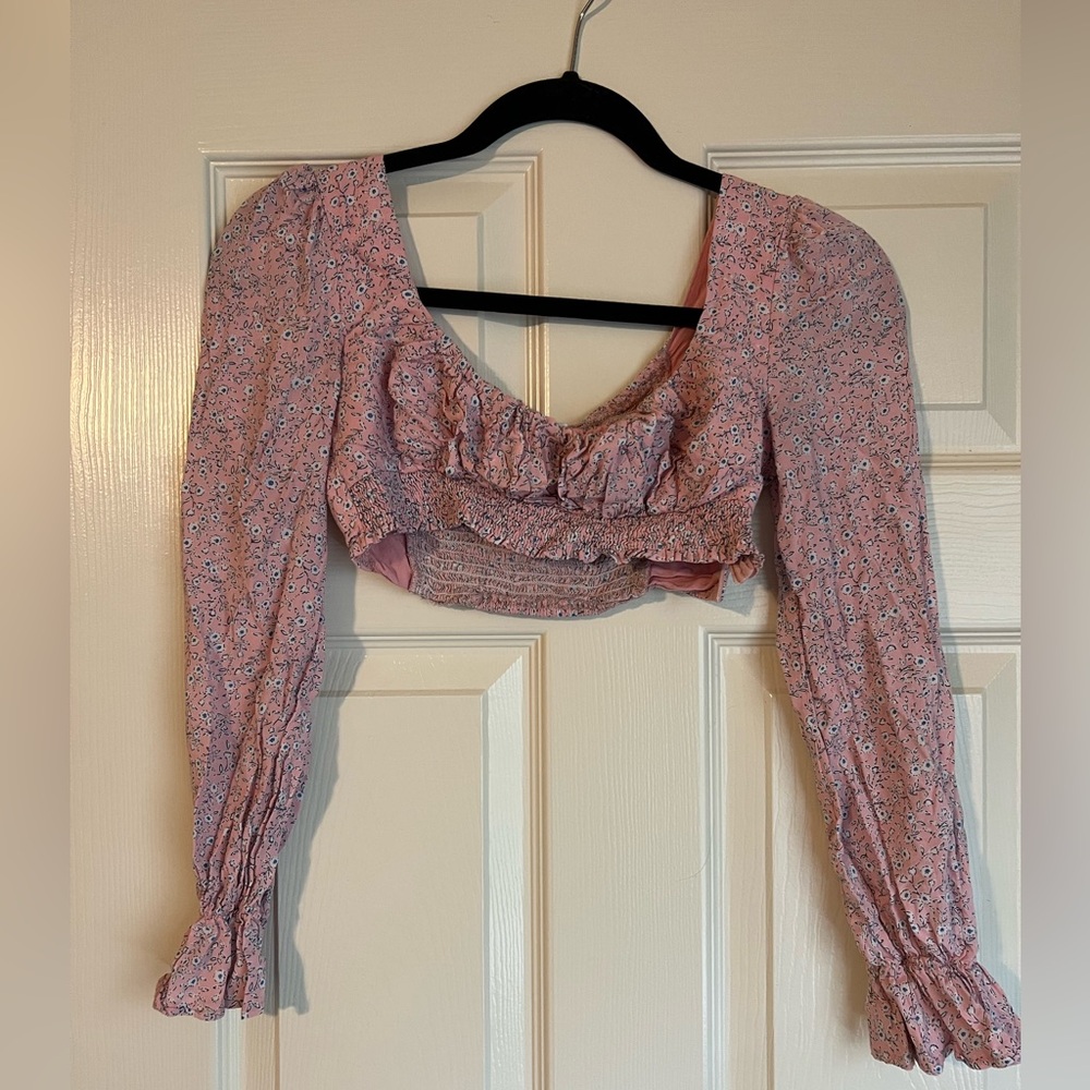Princess Polly pink crop, size 2
